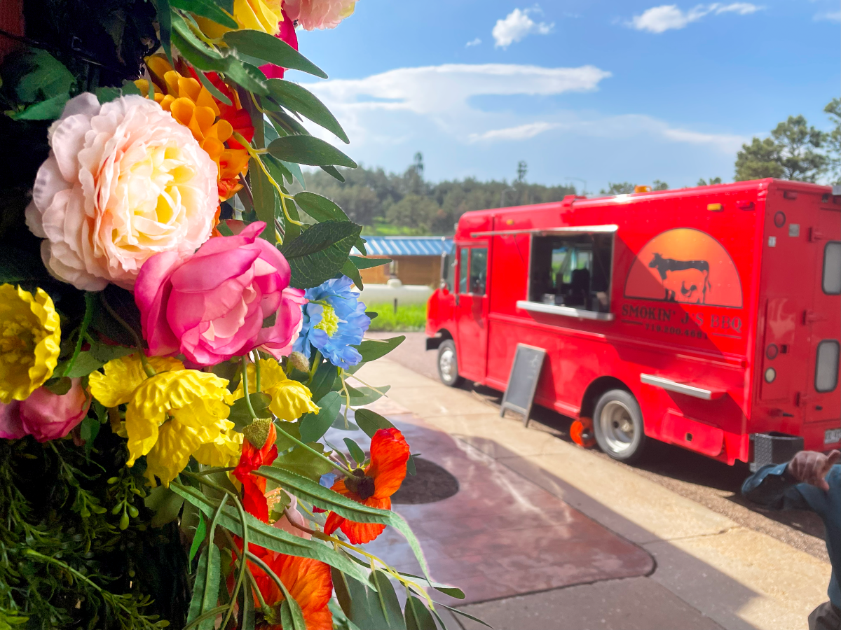 Flowers and a food truck
