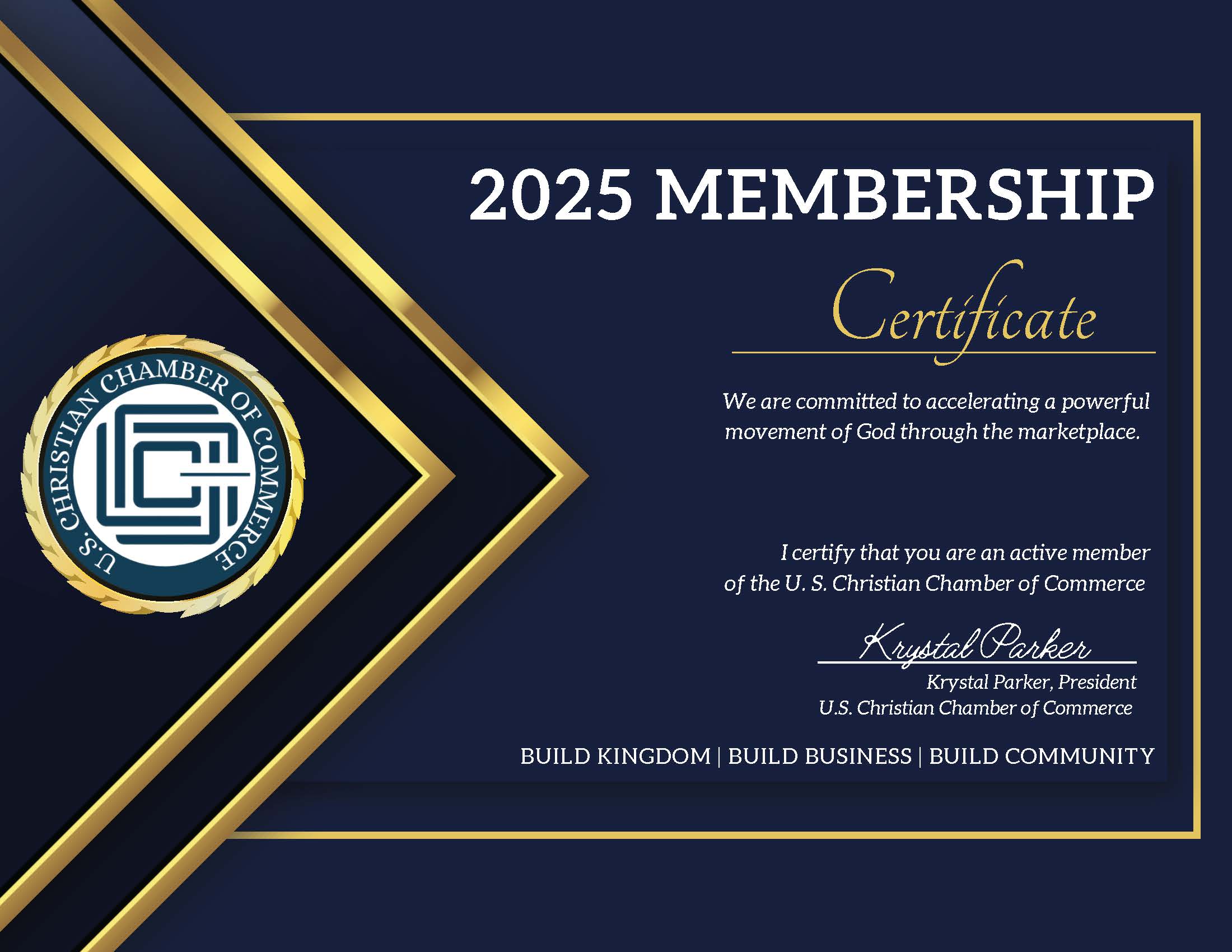 Christian Chamber of Commerce Certificate (2024)