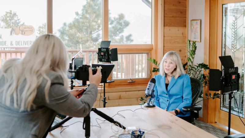 Theresa Sidebotham being filmed - webinar