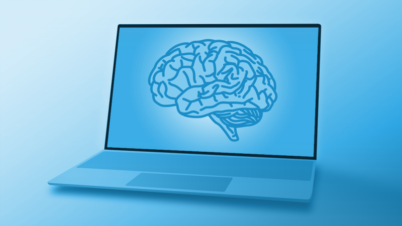 Brain on a computer screen