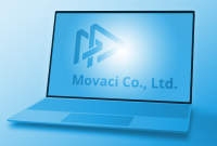 The words "Movaci Co. Ltd." on a laptop screen